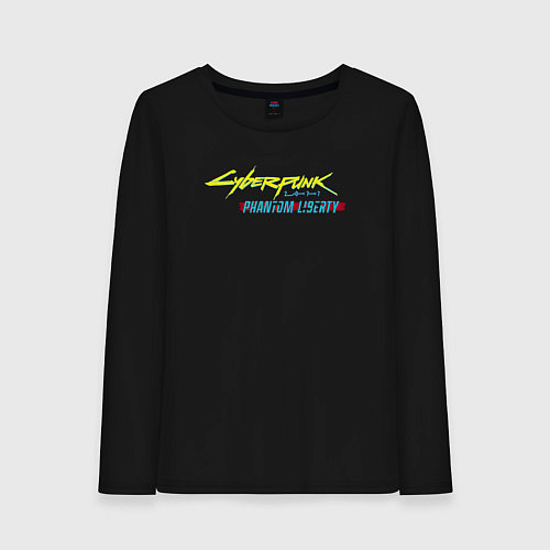 Женский лонгслив Cyberpunk 2077 phantom liberty logo v1 / Черный – фото 1