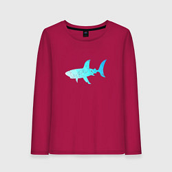 Лонгслив хлопковый женский Акула лазурный градиент цвета моря, цвет: маджента