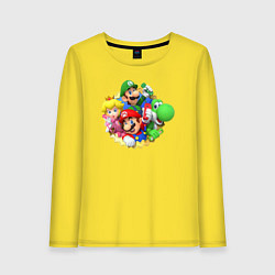 Лонгслив хлопковый женский Команда Марио, цвет: желтый