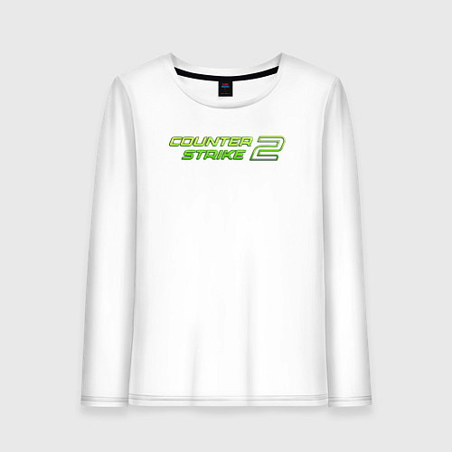 Женский лонгслив Counter strike 2 green logo / Белый – фото 1