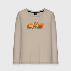 Лонгслив хлопковый женский CS 2 orange logo, цвет: миндальный