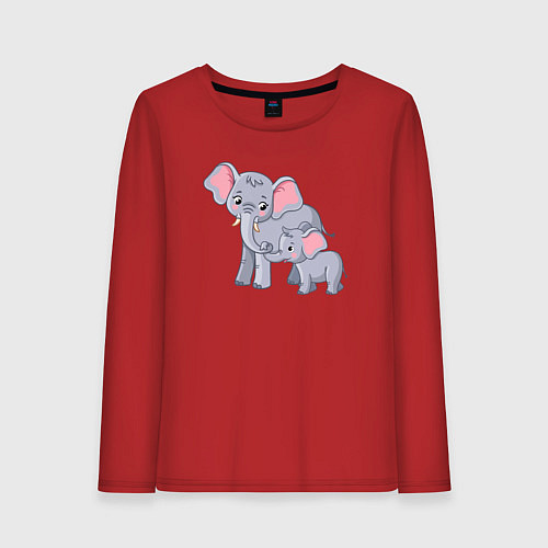 Женский лонгслив Elephants family / Красный – фото 1
