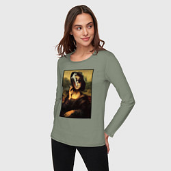 Лонгслив хлопковый женский Mona Singer, цвет: авокадо — фото 2