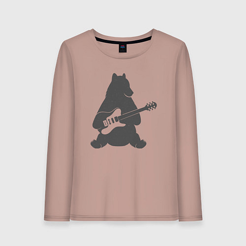 Женский лонгслив Медведь гитарист / Пыльно-розовый – фото 1