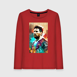 Лонгслив хлопковый женский Lionel Messi - football - striker, цвет: красный