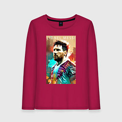 Лонгслив хлопковый женский Lionel Messi - football - striker, цвет: маджента