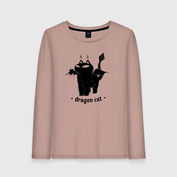 Лонгслив хлопковый женский Black dragon cat, цвет: пыльно-розовый