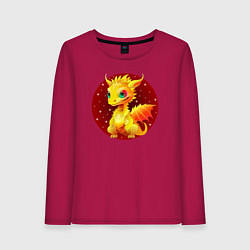 Лонгслив хлопковый женский Дракон знак зодиака, цвет: маджента
