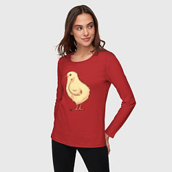 Лонгслив хлопковый женский Красивый цыплёнок, цвет: красный — фото 2