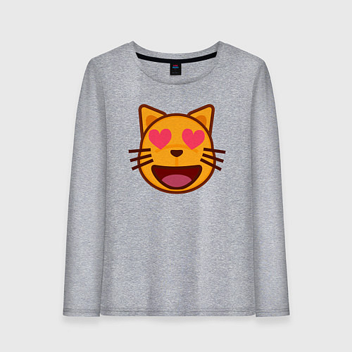 Женский лонгслив Оранжевый котик влюблён / Меланж – фото 1