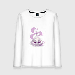 Лонгслив хлопковый женский Воняющий улыбающийся чеснок, цвет: белый