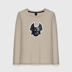 Лонгслив хлопковый женский Мистическая летучая мышь, цвет: миндальный
