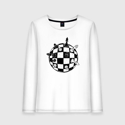 Женский лонгслив Шахматный мир / Белый – фото 1
