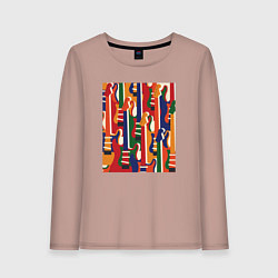 Лонгслив хлопковый женский Цветные гитары, цвет: пыльно-розовый