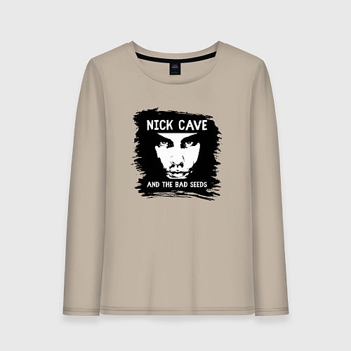 Женский лонгслив Nick Cave in black white / Миндальный – фото 1