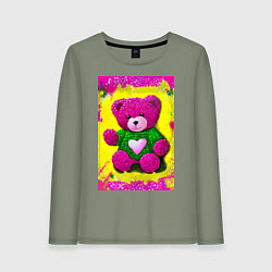 Женский лонгслив Розовый мишка плюшевый