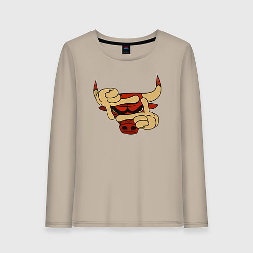 Женский лонгслив Бык в кадре / Миндальный – фото 1