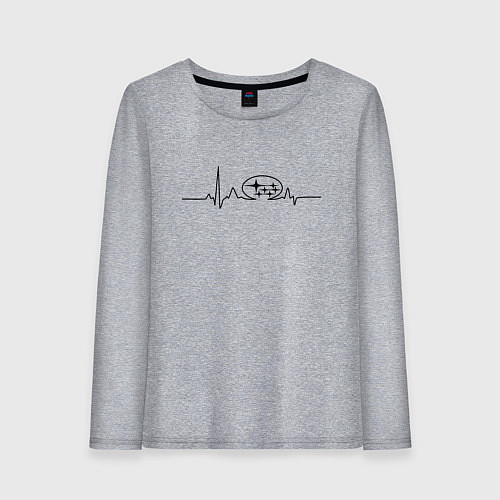 Женский лонгслив Кардиограмма subaru чёрный / Меланж – фото 1