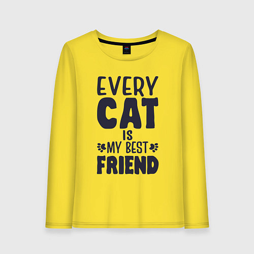 Женский лонгслив Every cat is my best friend / Желтый – фото 1