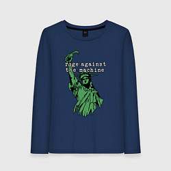 Лонгслив хлопковый женский Rage Against - statue of liberty, цвет: тёмно-синий