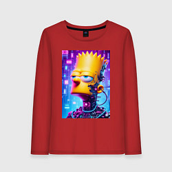 Лонгслив хлопковый женский Cyber Bart Simpson - ai art, цвет: красный