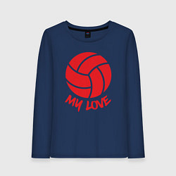 Лонгслив хлопковый женский Volleyball my love, цвет: тёмно-синий