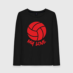 Лонгслив хлопковый женский Volleyball my love, цвет: черный