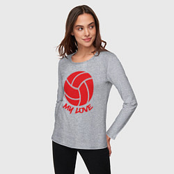 Лонгслив хлопковый женский Volleyball my love, цвет: меланж — фото 2