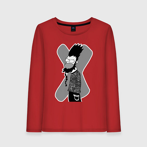 Женский лонгслив Static x - Homer Simpson / Красный – фото 1