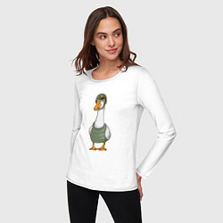 Лонгслив хлопковый женский Гусь воин, цвет: белый — фото 2