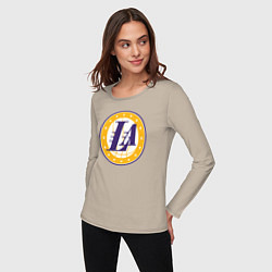 Лонгслив хлопковый женский Lakers stars, цвет: миндальный — фото 2