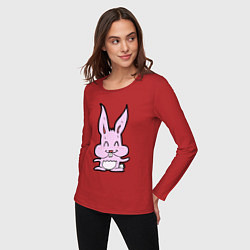 Лонгслив хлопковый женский Счастливый кролик, цвет: красный — фото 2