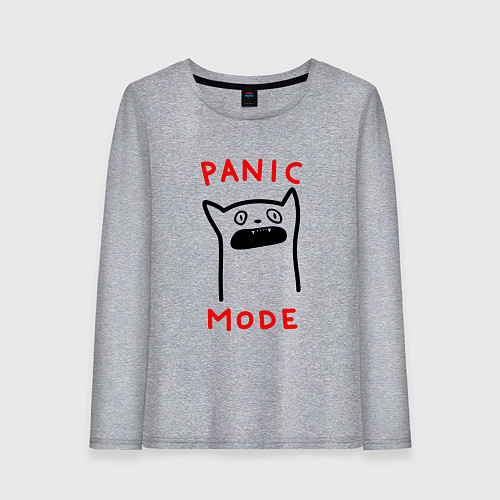 Женский лонгслив Panic mode - котик / Меланж – фото 1