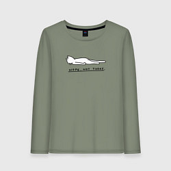 Лонгслив хлопковый женский Нет не сегодня - котик, цвет: авокадо