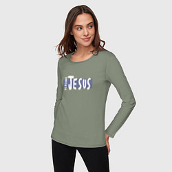 Лонгслив хлопковый женский Depeche Mode - personal jesus logo, цвет: авокадо — фото 2