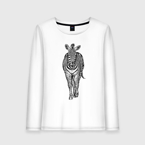 Женский лонгслив Зебра спереди / Белый – фото 1