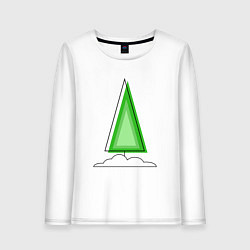 Лонгслив хлопковый женский Новогоднее праздничное дерево, цвет: белый