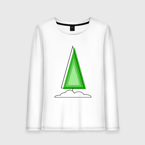 Женский лонгслив Новогоднее праздничное дерево / Белый – фото 1