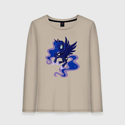 Лонгслив хлопковый женский Принцесса Луна из My Little Pony в кино, цвет: миндальный
