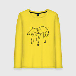 Лонгслив хлопковый женский Забавный волк, цвет: желтый