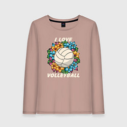 Женский лонгслив I love volleyball