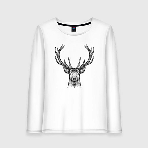 Женский лонгслив Олень анфас / Белый – фото 1