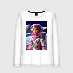 Лонгслив хлопковый женский Барби - крутой космонавт, цвет: белый