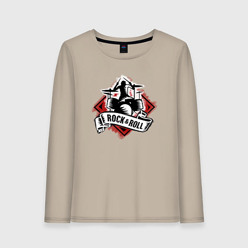 Женский лонгслив Барабанщик Рокнрол / Миндальный – фото 1