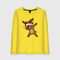 Лонгслив хлопковый женский Dabbing deer, цвет: желтый