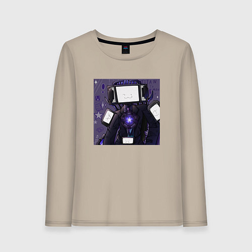 Женский лонгслив Funny Titan TV Man / Миндальный – фото 1