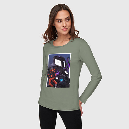 Женский лонгслив ТВ Мен со Спикерменом и Камераменом / Авокадо – фото 3