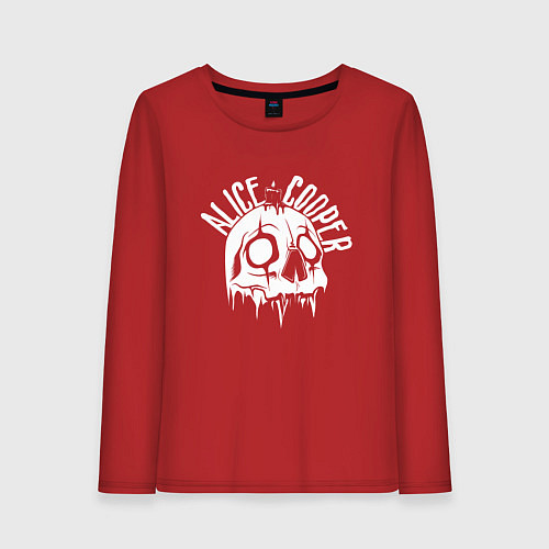 Женский лонгслив White skull Alice Cooper / Красный – фото 1