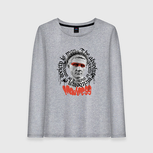 Женский лонгслив Римский император Калигула с граффики / Меланж – фото 1