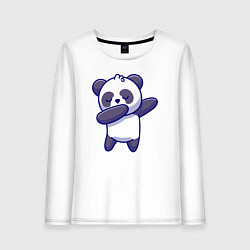 Лонгслив хлопковый женский Dabbing panda, цвет: белый